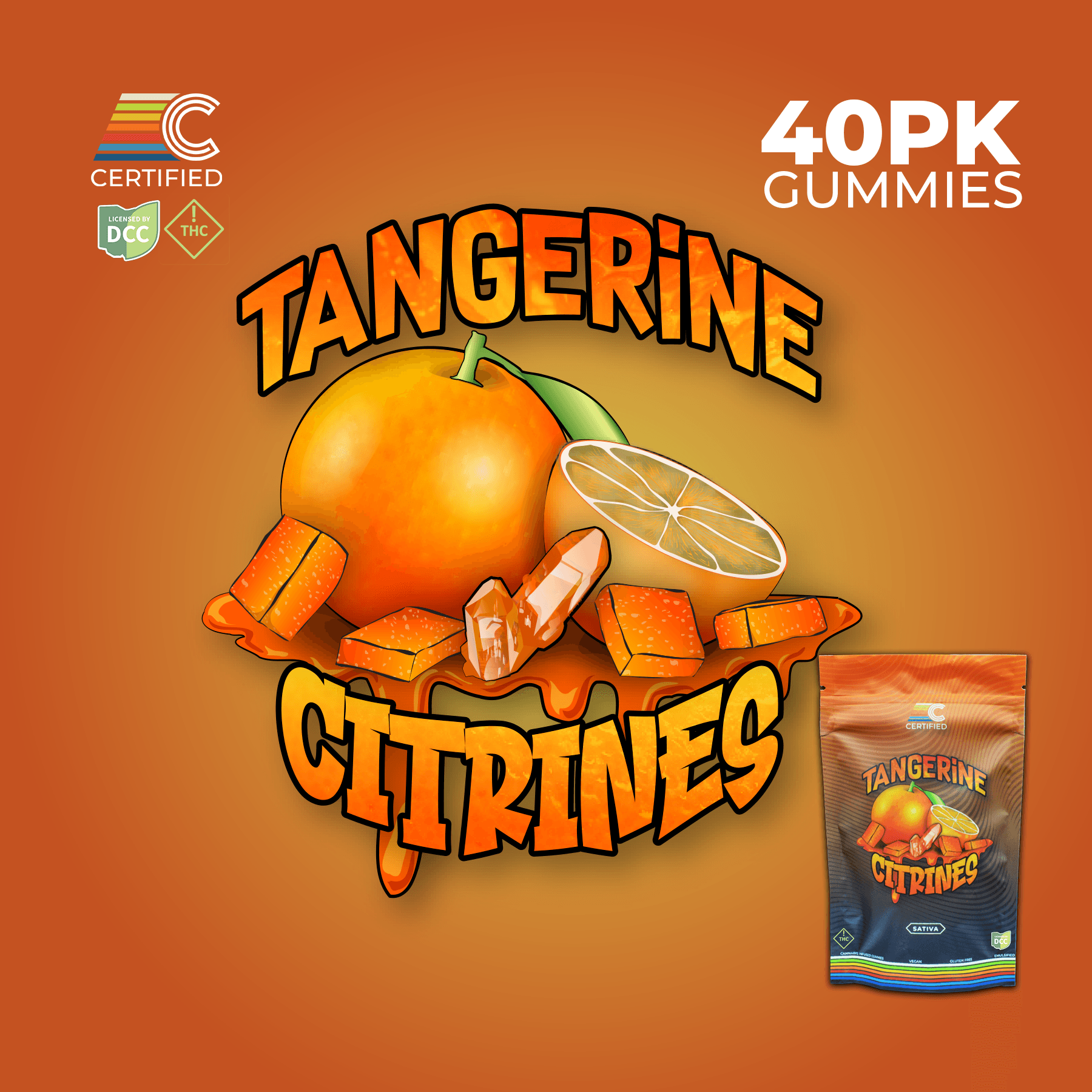 Certified Cultivators | Tangerine Citrines 400mg 40pk  | Sativa