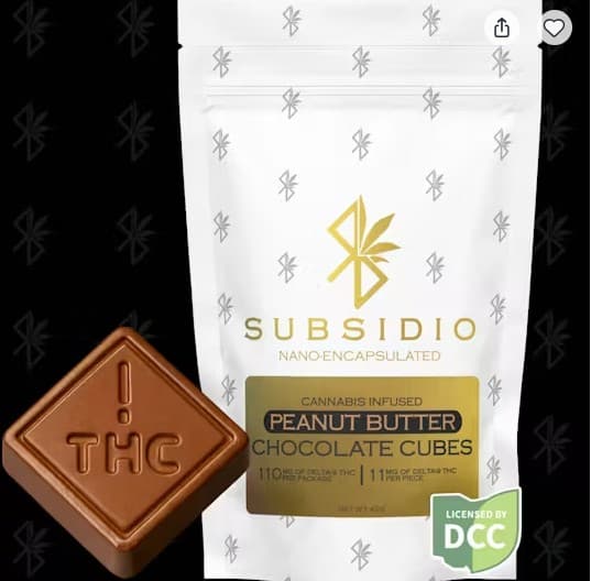 Subsidio | Peanut Butter Milk Chocolate 10pc | 110mg Nano Infused Cubes