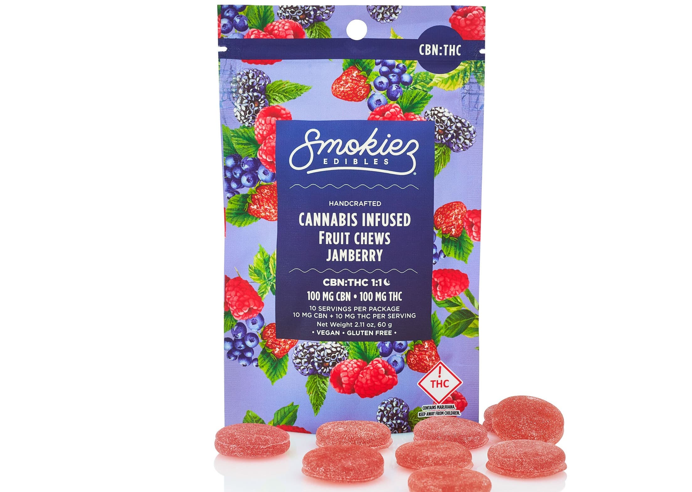 Smokiez | Sweet Jamberry 1:1 THC:CBN 10pc | 100mg Gummies
