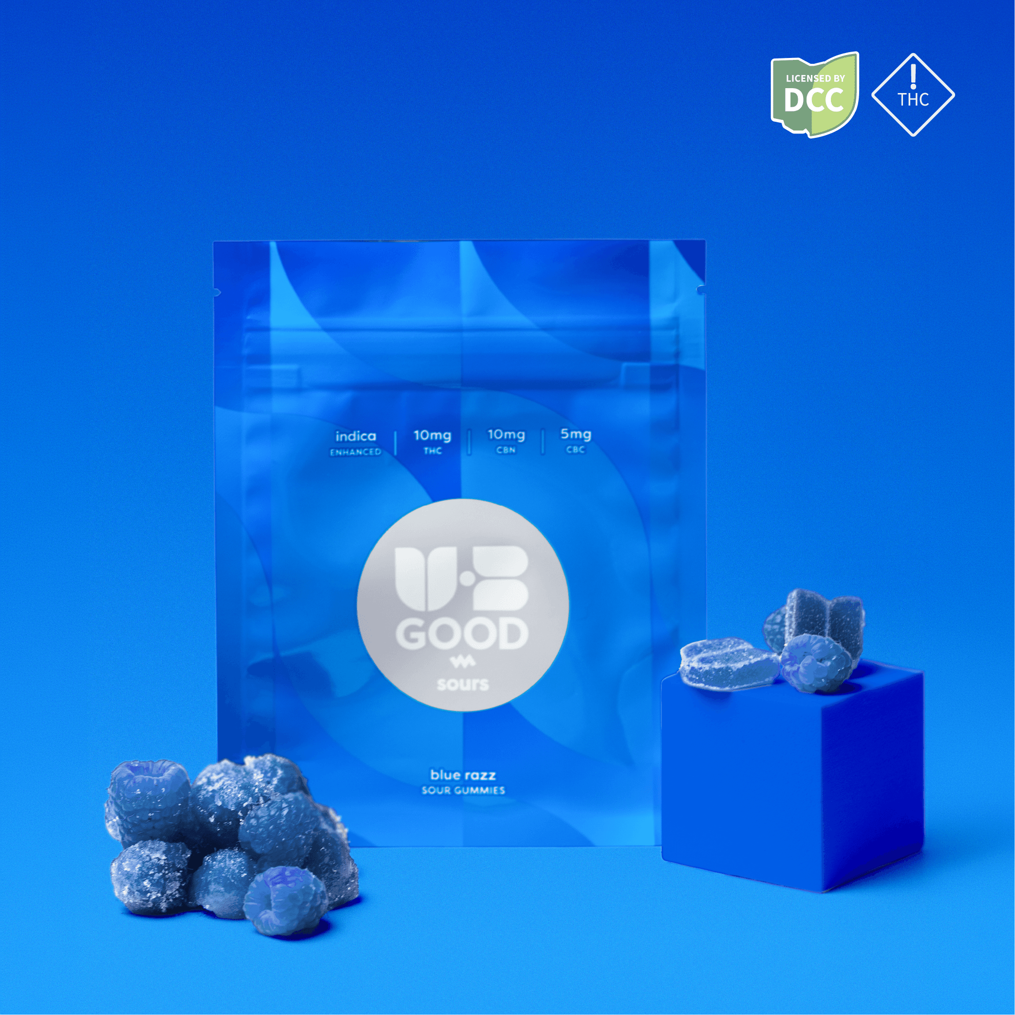 Sour Blue Razz 2:2:1THC:CBN:CBC Gummies (10 Pk)