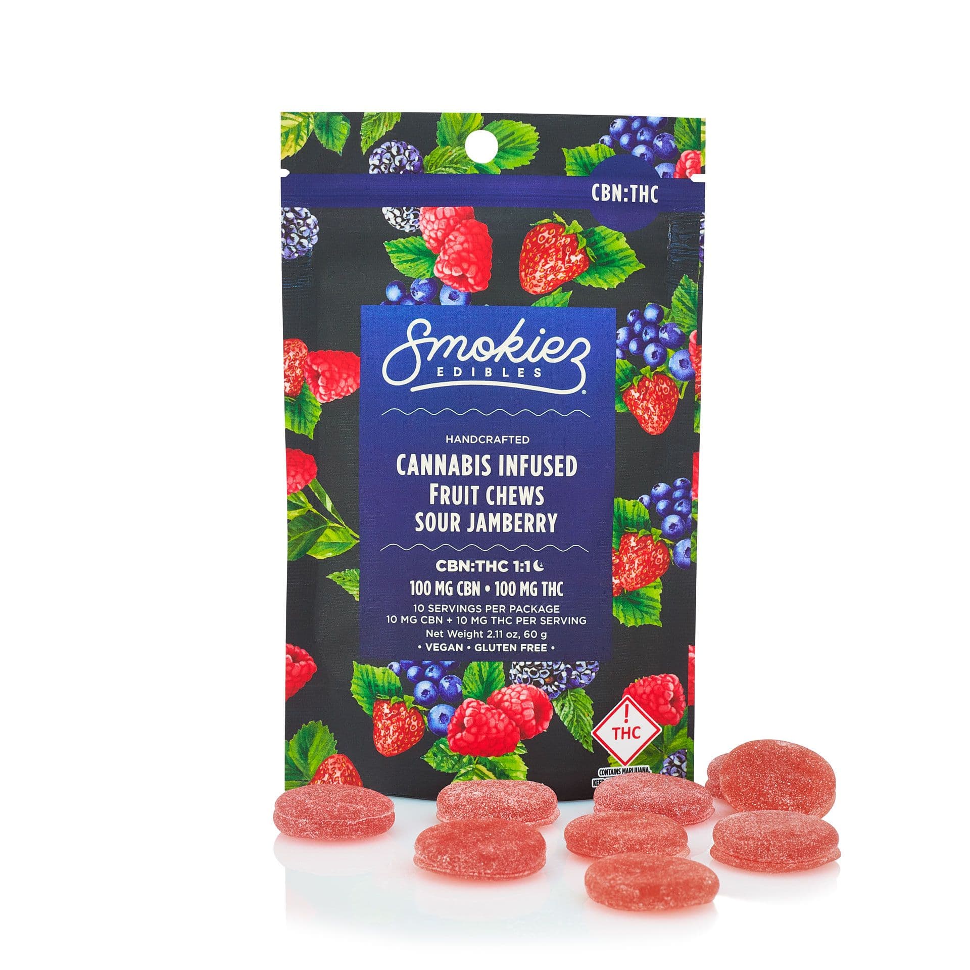 Sour Jamberry 1:1 CBN Fruit Chews (10 Pk)