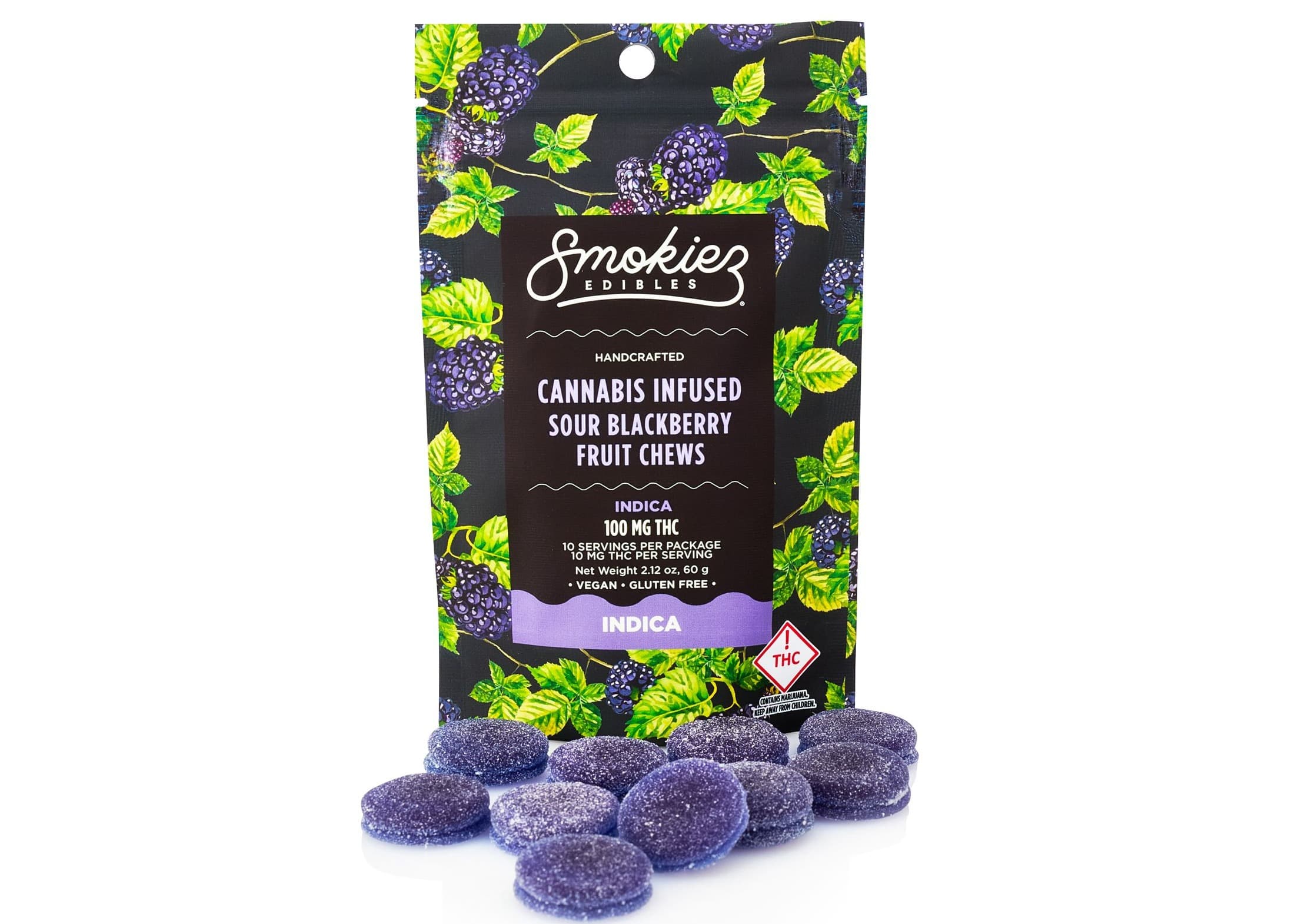 Sour Blackberry Indica  100mg THC Fruit Chews