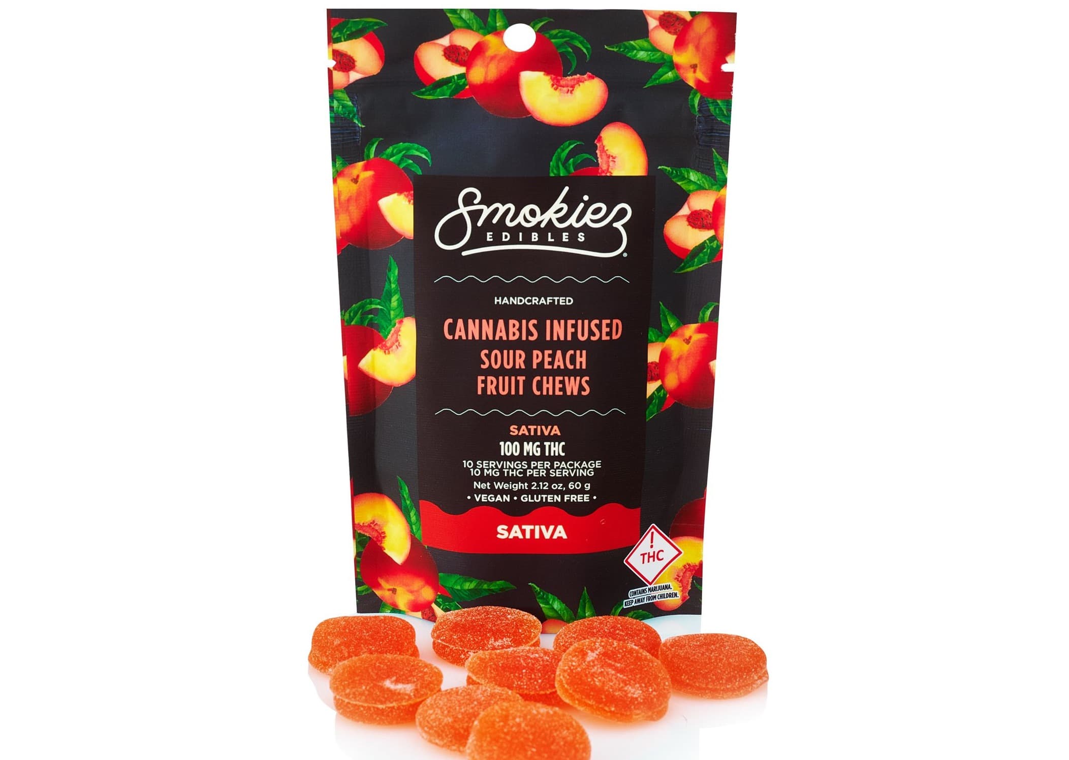 Smokiez | Sour Peach Gummies 10pack 100mg | Sativa