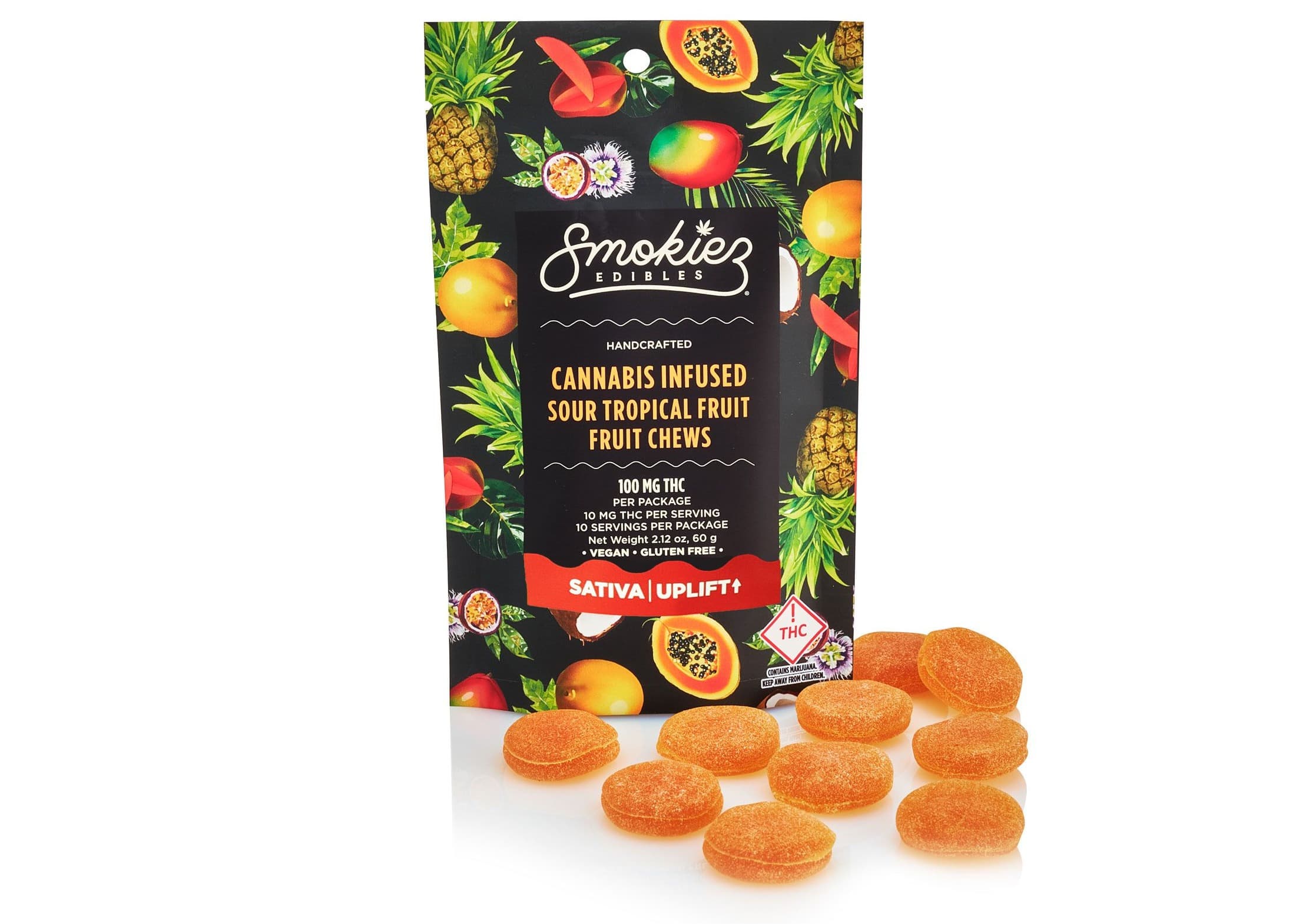 Sour Tropical Fruit Sativa  100mg THC Fruit Chews