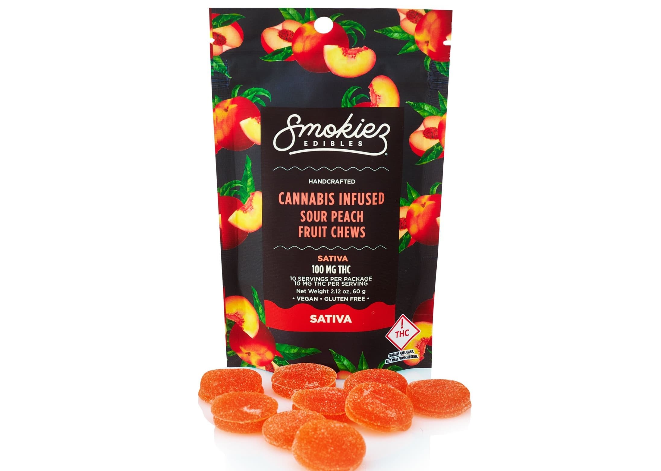 Sour Peach Sativa  100mg THC Fruit Chews