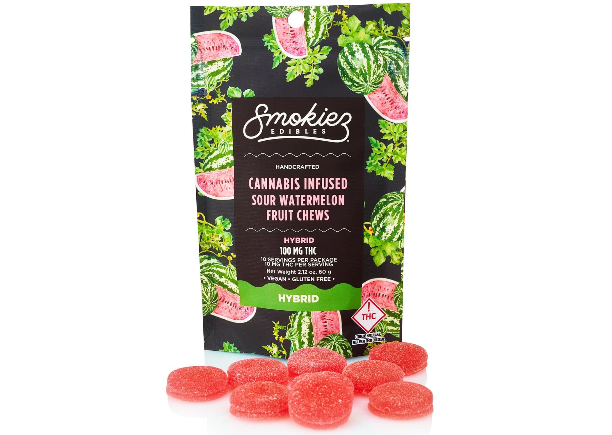 Smokiez | Sour Watermelon Hybrid  100mg THC Fruit Chews