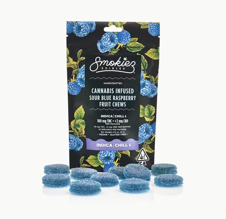 Smokiez - Sour Blue Raspberry - Gummies - 100mg (10pk) - Indica