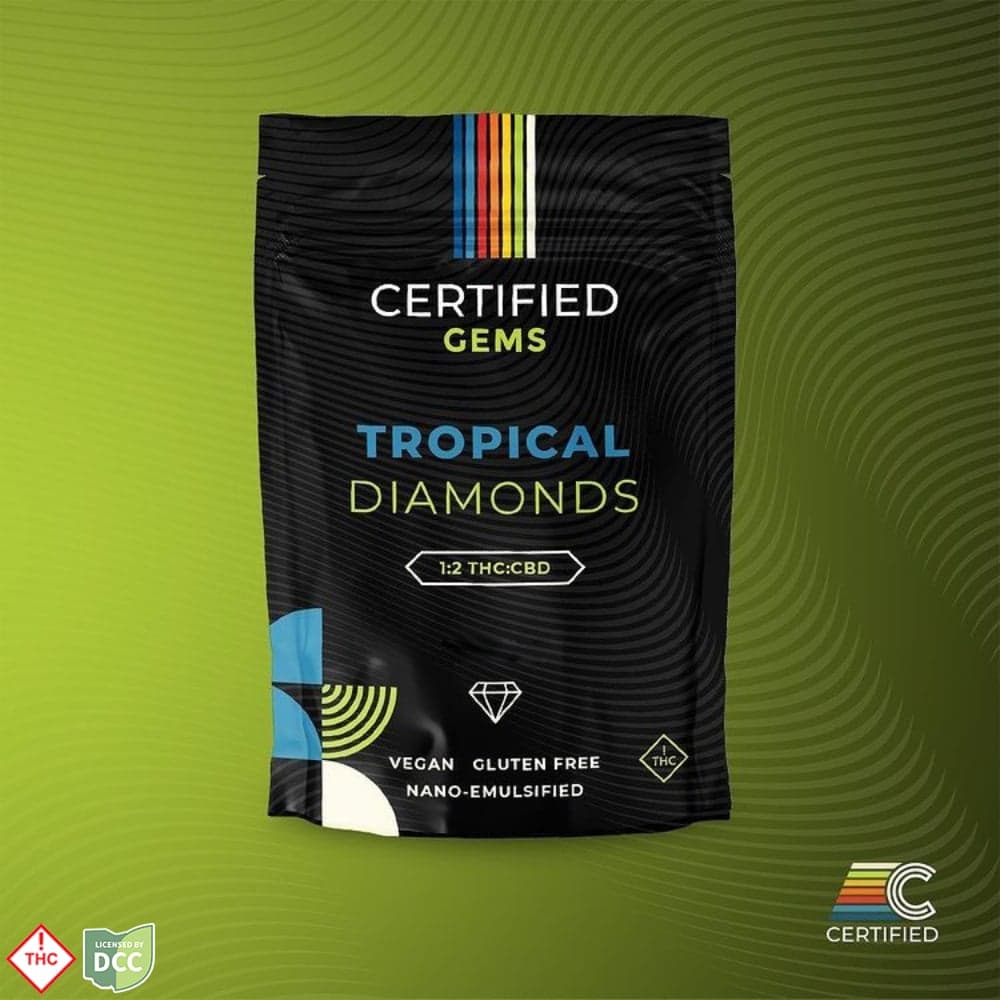 2:1 Tropical Diamond Gems (200mg CBD/100mg THC), 10 pieces